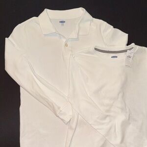 New White Shirt Bundle Kids White Polo and Long Sleeve Shirt Set